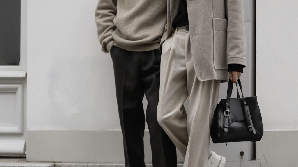 Neutrale tinten in dagelijkse mode met beige en zwarte kleding voor een rustige uitstraling